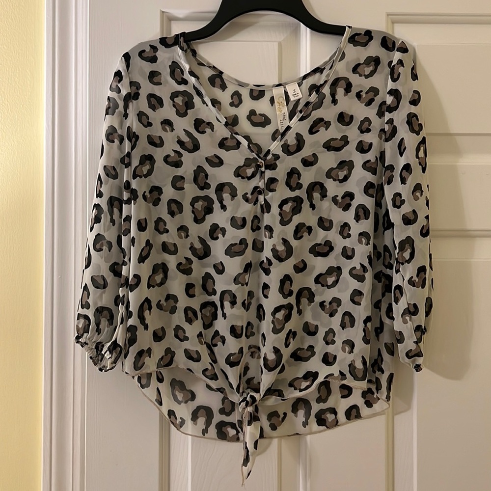 Sheer Leopard blouse, size small
